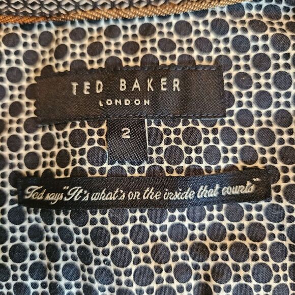 Ted Baker London Mens Dress Shirt S 2/32.5 Solid Blue Dotted Flip Cuff Pattern - Picture 9 of 14